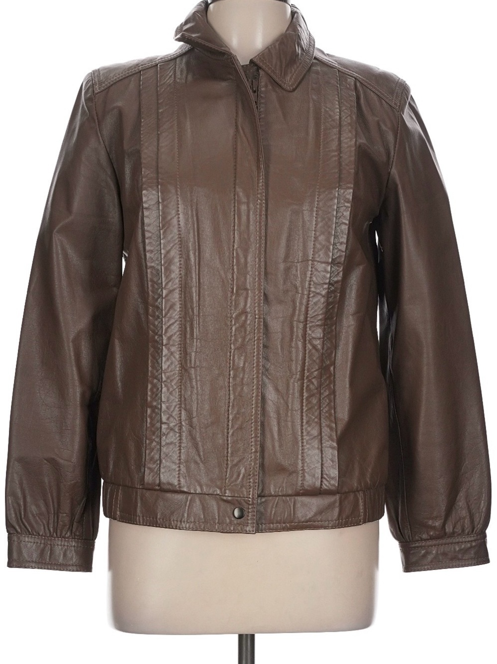 Vintage Classic Directions Leather Bomber Jacket Women Size12 Cowhide Nappa NEW